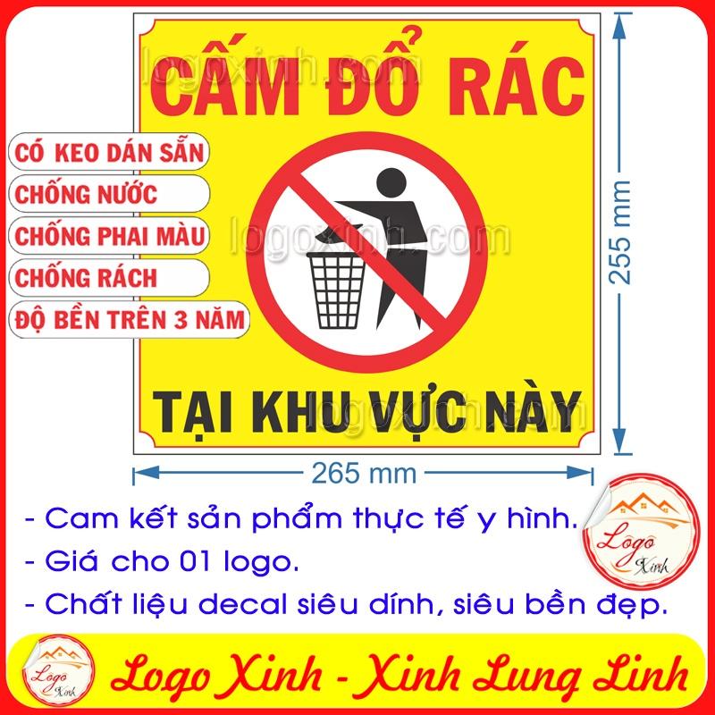 LOGO STICKER TEM DÁN CẤM ĐỔ RÁC BỪA BÃI TẠI KHU VỰC NÀY, GIỮ GÌN VỆ SINH CHUNG ĐỂ BẢO VỆ MÔI TRƯỜNG