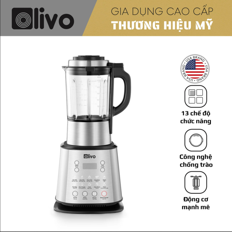 Máy Làm Sữa Hạt OLIVO X20 PLUS Phiên Bản Mới - Đa Chức Năng - Tạm Dừng Thông Minh - Vệ Sinh Khử Khuẩn Độc Quyền - Chống Trào Tuyệt Đối - Hàng Chính Hãng