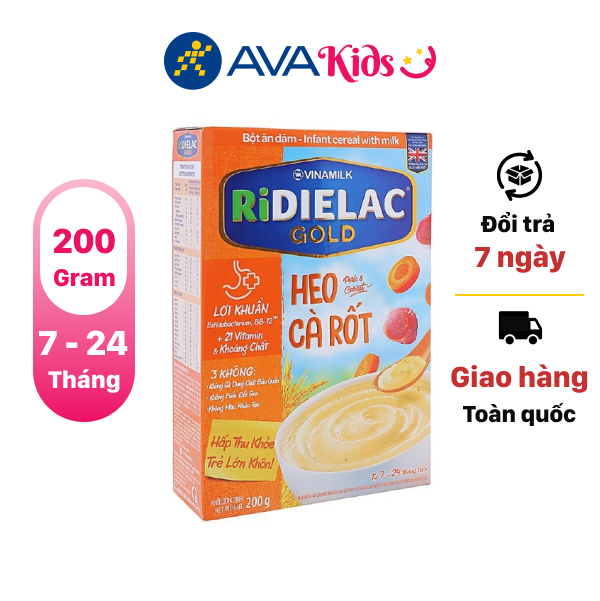 Bột ăn dặm Ridielac heo cà rốt hộp 200g (7 - 24 tháng)