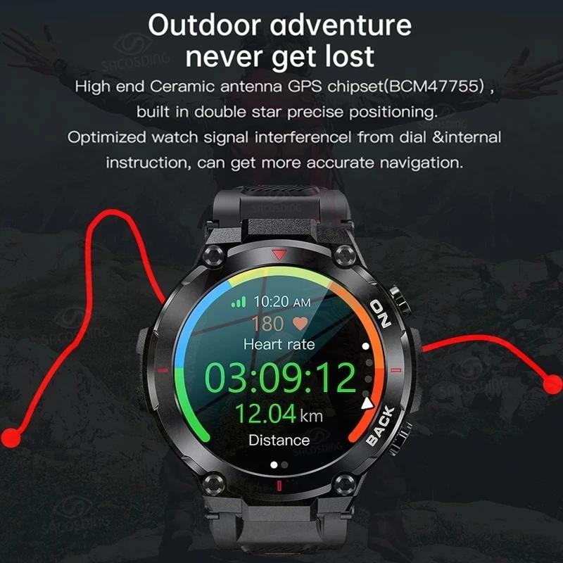 2023 GPS Mới Ngoài Trời Bộ Ba Bảo Vệ 1.3 Inch IPS Xem Toàn Bộ Sức Khỏe Cuộc Gọi Bluetooth Thông Minh IP68 Nam Chống Nước Android IOS