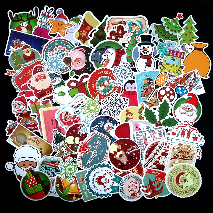 Bộ Sticker dán cao cấp chủ đề NOEL GIÁNG SINH - Dùng dán Xe, dán mũ bảo hiểm, dán Laptop