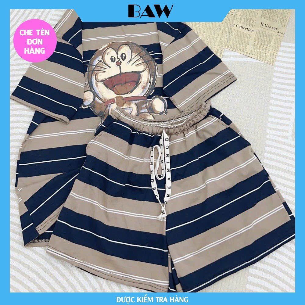 Đồ Bộ Nữ, Đồ Bộ Nữ Mặc Nhà, Đồ Bộ Ngố Nữ Thun Cotton Hình Đôremon, Đồ Bộ Ngủ Nữ, Đồ Bộ Nữ Dài, Đồ Ngủ Nữ Thoáng Mát Thương Hiệu Baw MM1