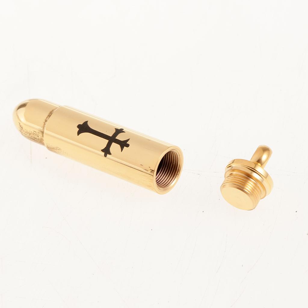 Silver/Gold Stainless Steel Cross Bullet Pendant Cremation Jewelry for Ashes