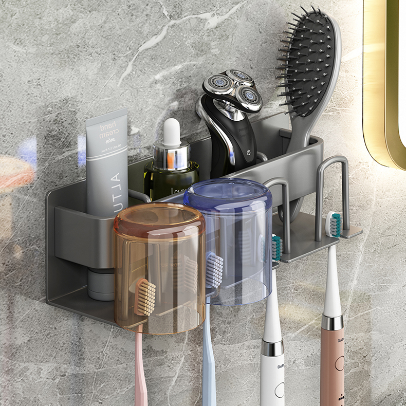 Giá treo để bàn chải đánh răng VANDO gắn tường tiện lợi, kệ nhà tắm để cốc, mỹ phẩm, chất liệu cao cấp sơn tĩnh điện