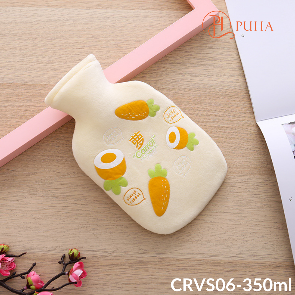 Túi chườm nóng lạnh PUHA 350ml, túi chườm sưởi ấm giảm đau bụng kinh họa tiết dễ thương