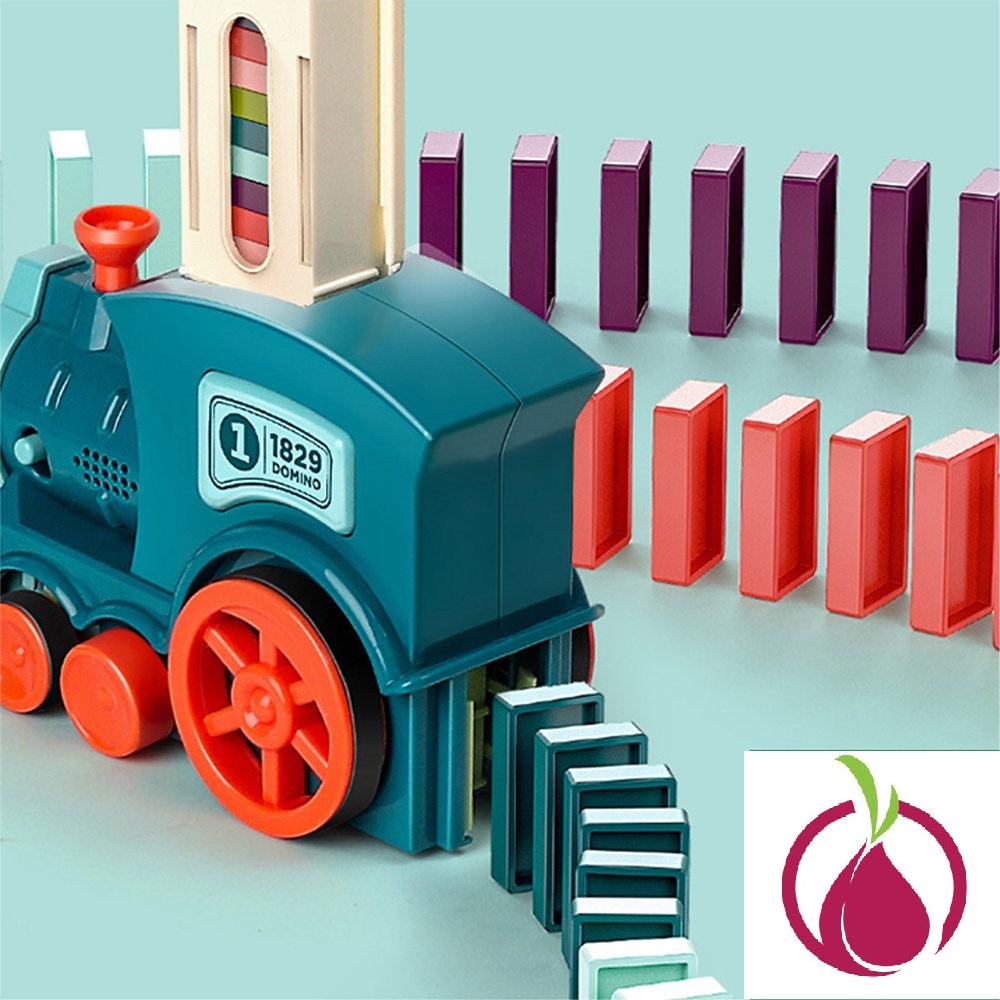 Đồ chơi lắp ráp, sáng tạo - Bộ Tàu Xe lửa Domino_Train, Tào hỏa thả domino có nhạc, trò chơi xếp hình cho bé Hàng chính hãng
