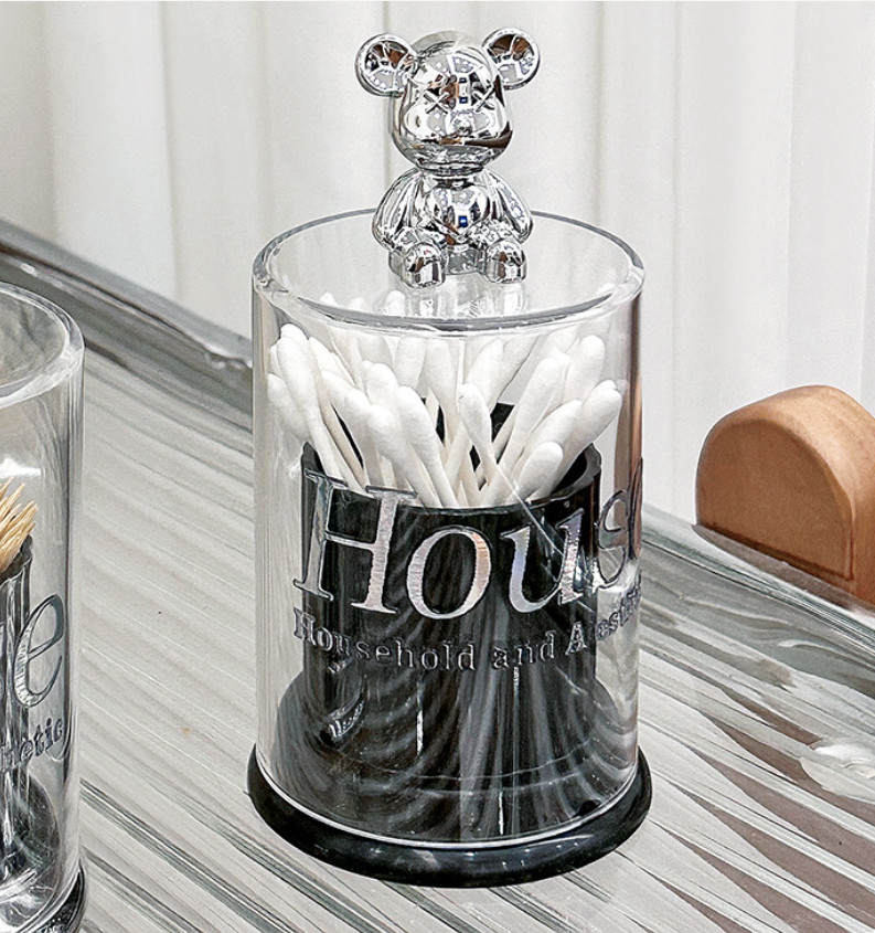Hộp đựng tăm bằng nhựa acrylic hình gấu bearbrick Phong Cách Bắc Âu sang trọng cao cấp