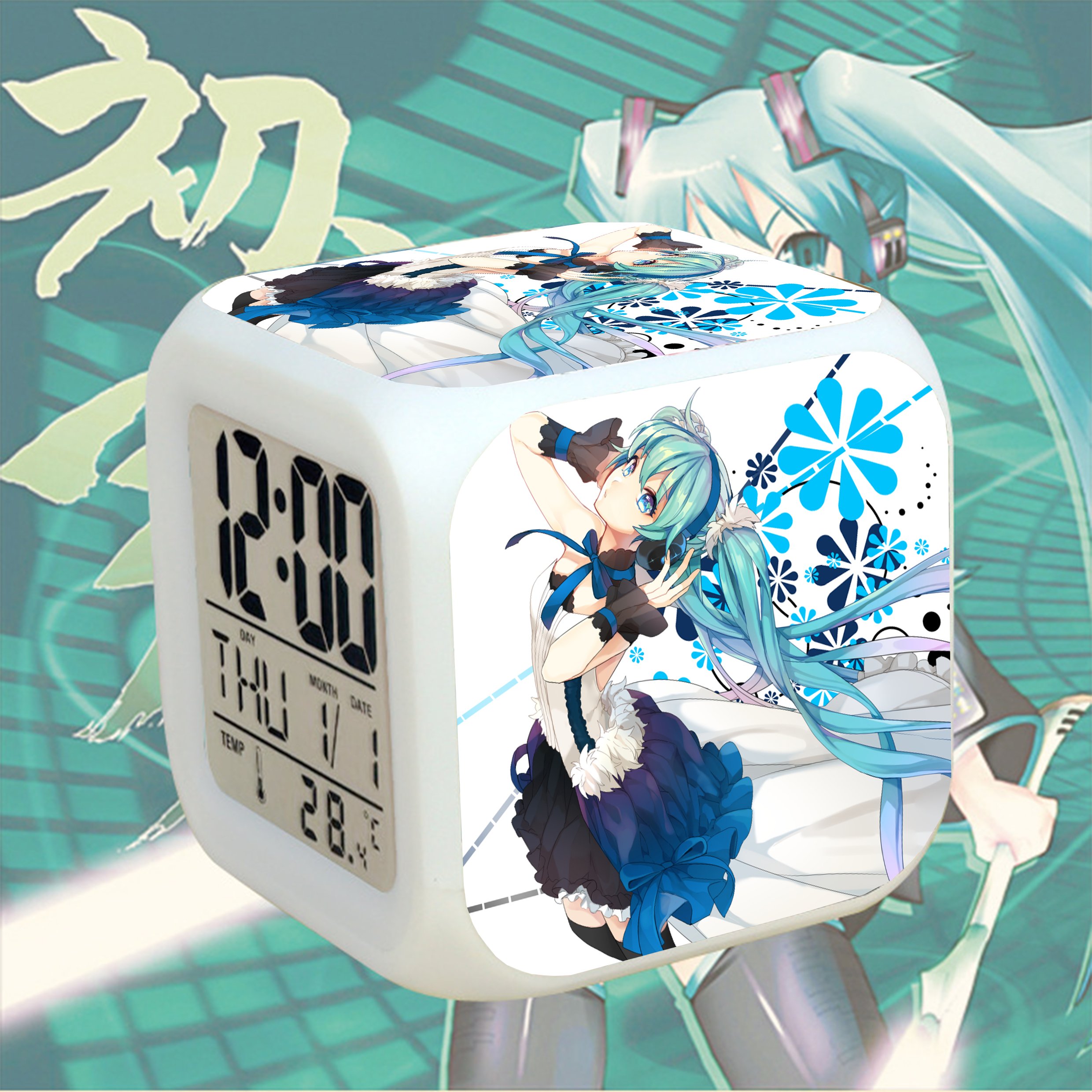 Đồng hồ báo thức để bàn in hình MIKU HATSUNE VOCALOID đèn LED đổi màu anime chibi xinh xắn (MẪU GIAO NGẪU NHIÊN)