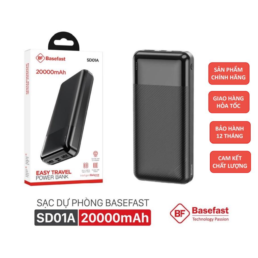 Sạc dự phòng Chính Hãng Basefast SD01 - Pin dung lượng 10000mAh , 20000mAh sạc nhanh cho Smartphone - Hàng Chính Hãng