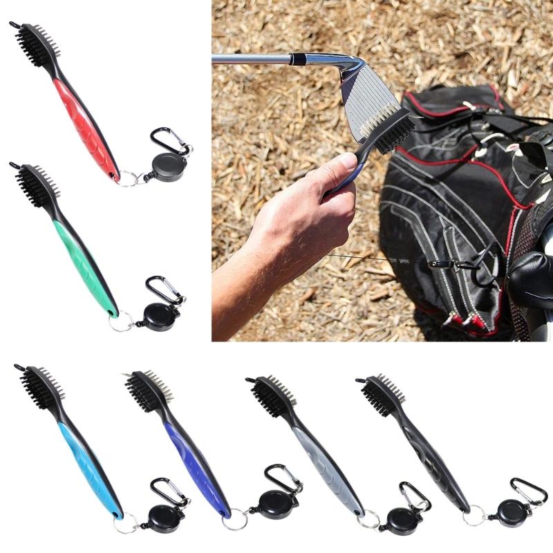 Bàn chải làm sạch câu lạc bộ hai mặt có thể thu vào Golf Club Groove Cleaner for Golf Color: Black