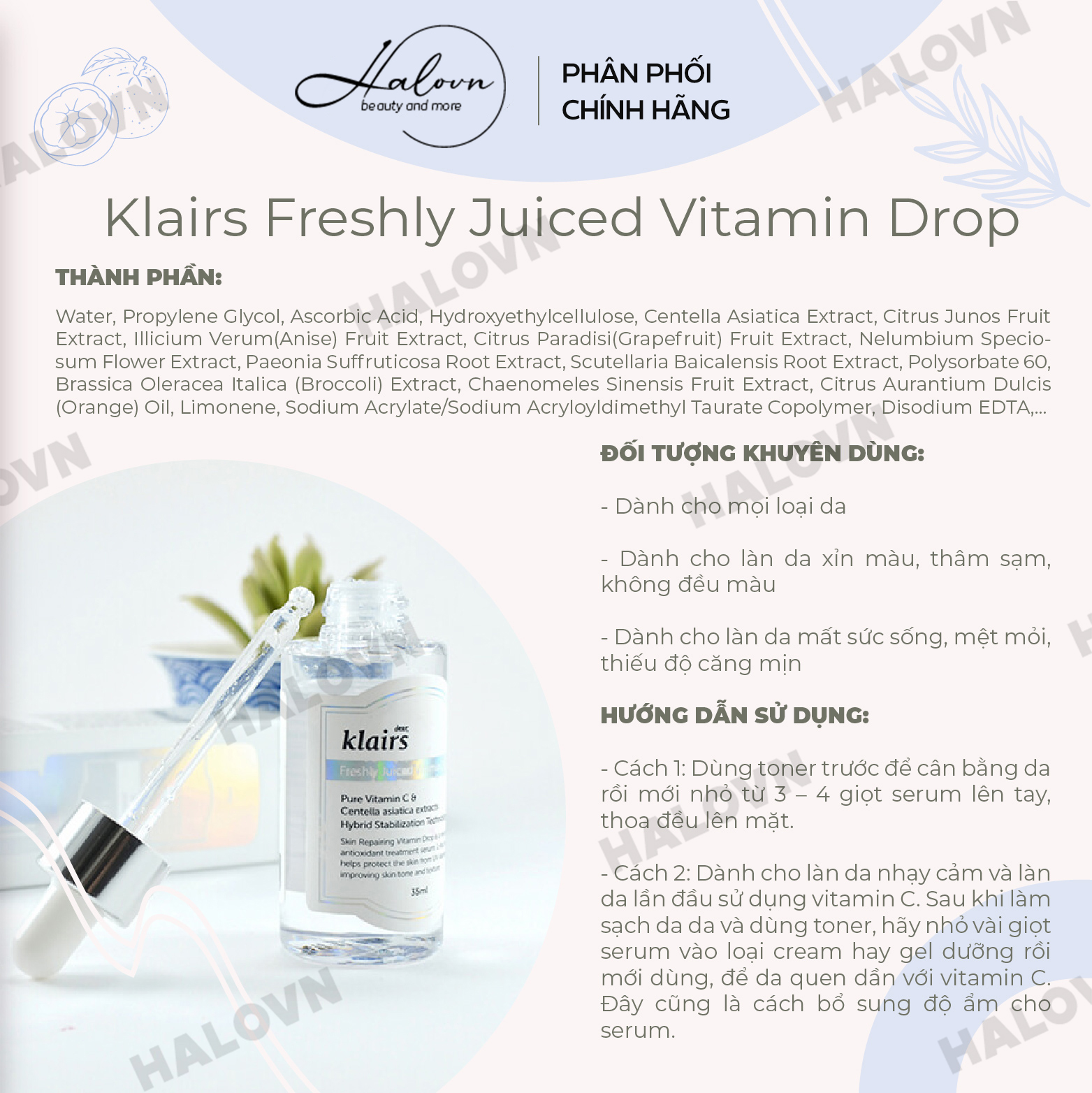 Tinh Chất Sáng Da Vitamin C Dear, Klairs Freshly Juiced Vitamin Drop 35ml