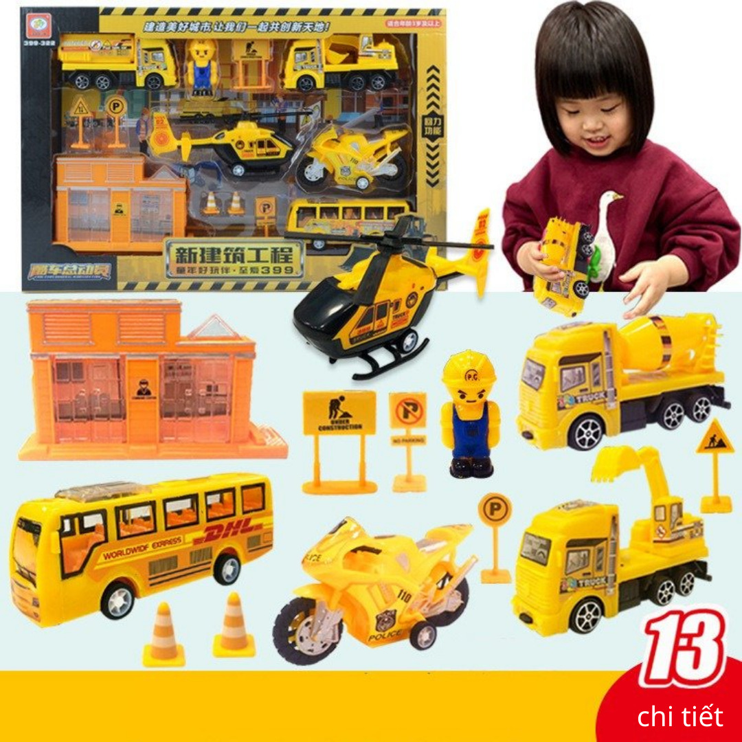 Đồ chơi xếp hình mô hình phương tiện giao thông quân đội, máy bay, xe lửa EASYTOYS