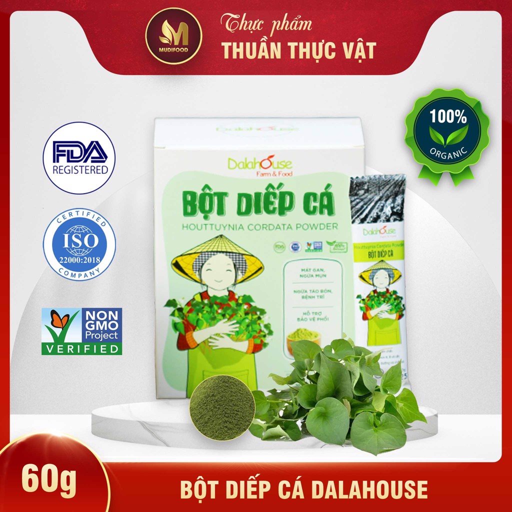 Bột Diếp Cá Hữu Cơ Nguyên Chất Sấy Lạnh Dalahouse - Bột Uống Detox, Thải Độc Gan, Hỗ Trợ Tiêu Hóa, Ngừa Táo Bón, Hạ Sốt Cho Trẻ Nhỏ, Ngăn Ngừa Thoái Hóa Điểm Vàng, Sỏi Thận, Trĩ, Rối Loạn Kinh Nguyệt, Bảo Vệ Phổi, Chữa Ho, Sáng Da, Tiêu Viêm, Giảm Mụn