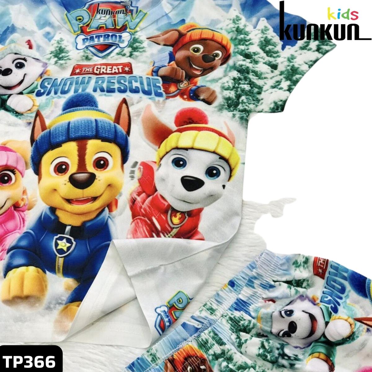 Đồ Bộ Thun Lạnh Có Tay In 3D cho bé trai hình Chú Chó Paw Trượt Tuyết Size 3