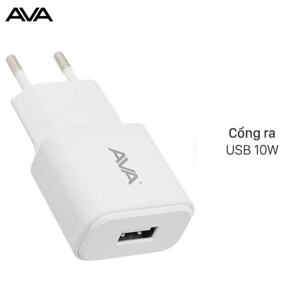 Adapter sạc USB 10W AVA DS498-TB Trắng - Hàng Chính Hãng