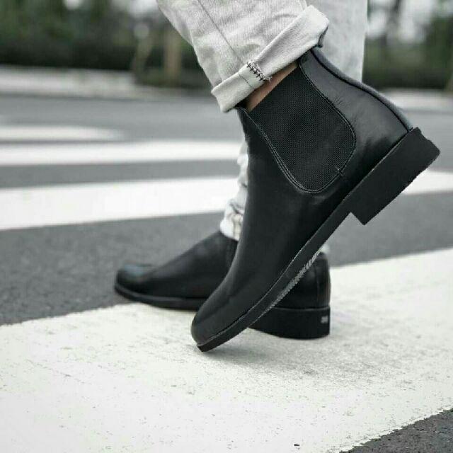 Giày Nam Cao Cổ Da Bò Chelsea Boots
