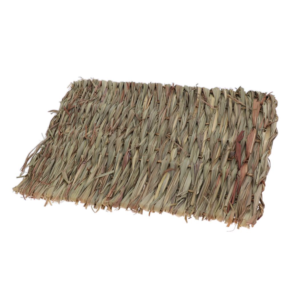 Handwoven Straw Rabbit Cage Mat Hamster Rabbit Squirrel House Mat 41x29cm