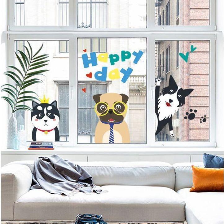 Decal dán tường hình các chú chó Happy Day
