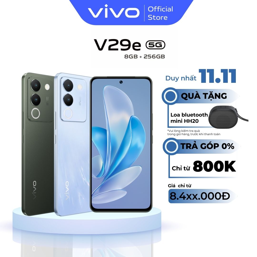 [Mới] Điện thoại vivo V29e 5G (8GB/256GB) - Hàng Chính Hãng - Camera Selfie 50 MP - Vòng Sáng Aura 2.0 - Màn hình AMOLED 6.67