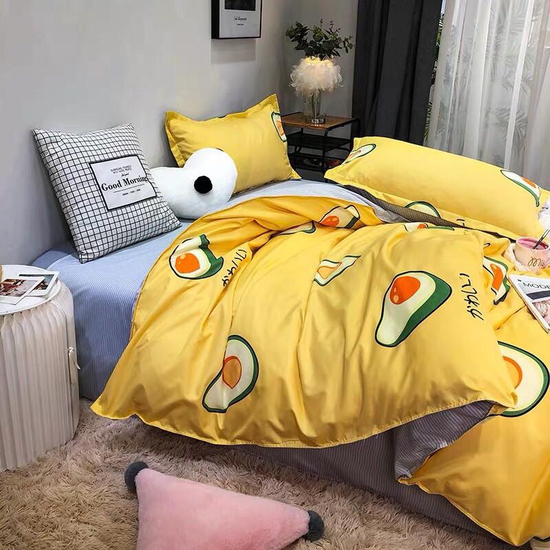 Bộ chăn ga Cotton Poly - bơ vàng mẫu mới phong các Hàn Quốc