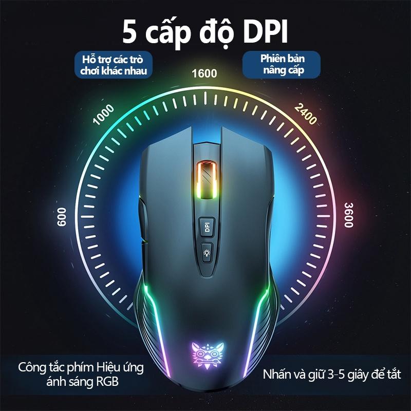 Chuột chơi game Bluetooth có sạc không dây ONIKUMA CW905 Màu đen với hiệu ứng ánh sáng RGB, có thể điều chỉnh DPI 5 tốc [Hàng chính hãng]