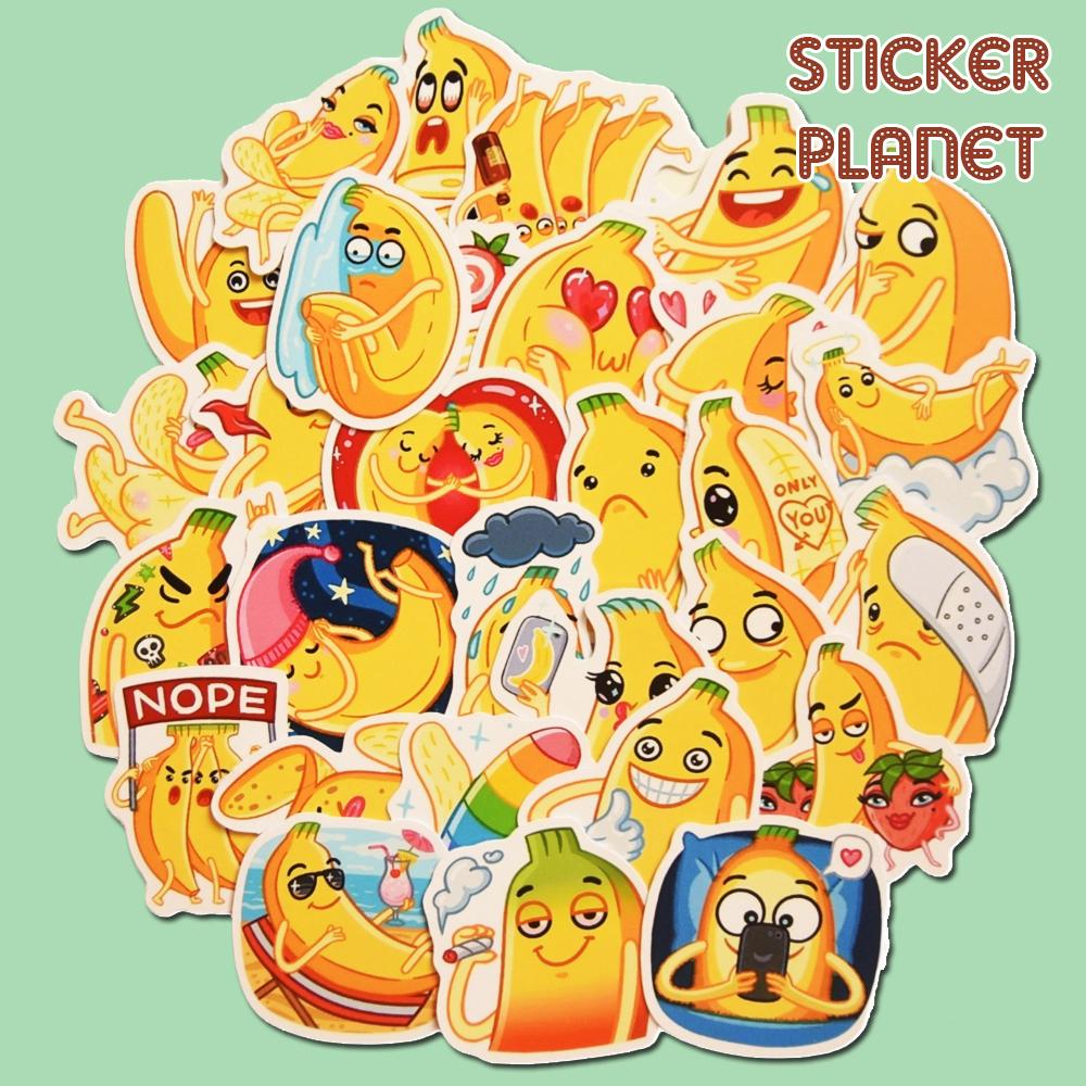 Bộ sticker chuối vàng cute ngộ nghĩnh hài hước trang trí mũ bảo hiểm, đàn, guitar, ukulele, điện thoại laptop