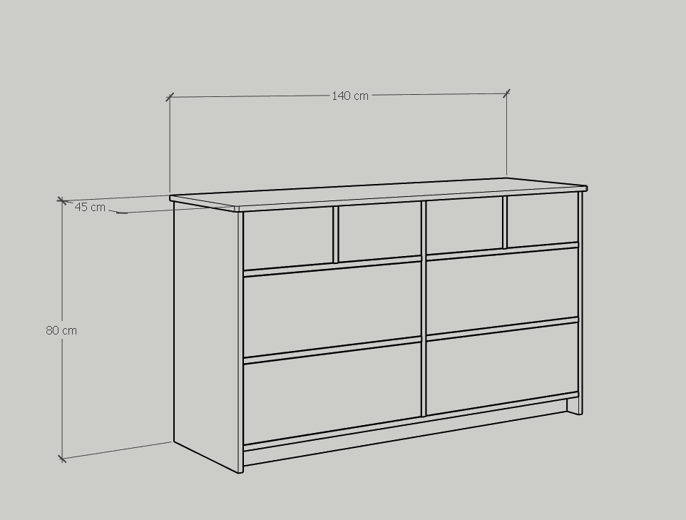 [Happy Home Furniture] NOMIA , Tủ lưu trữ 8 ngăn kéo , 140cm x 45cm x 80cm ( DxRxC), THK_065