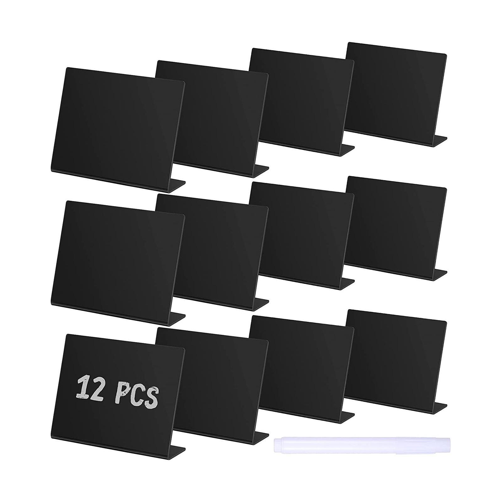 12Pcs Tabletop Message Board Memo Writing Board for Shop Buffet Wedding Black