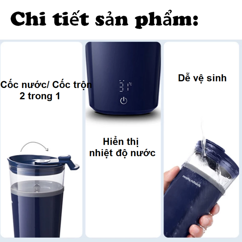 Bình khuấy đồ uống tự động cao cấp Morphy Richards MR9000 dung tích 300ml, công suất 1.5W, dễ dàng vệ sịnh, sử dụng- Hàng chính hãng