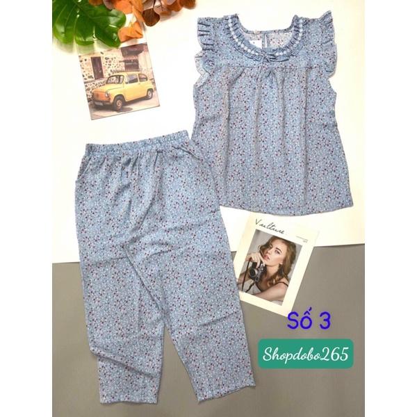 Đồ bộ nữ,đồ ngủ mặc nhà lửng 9 tấc vải lụa mango BL 53 họa tiết hoa nhí siêu cute size 47-60kg