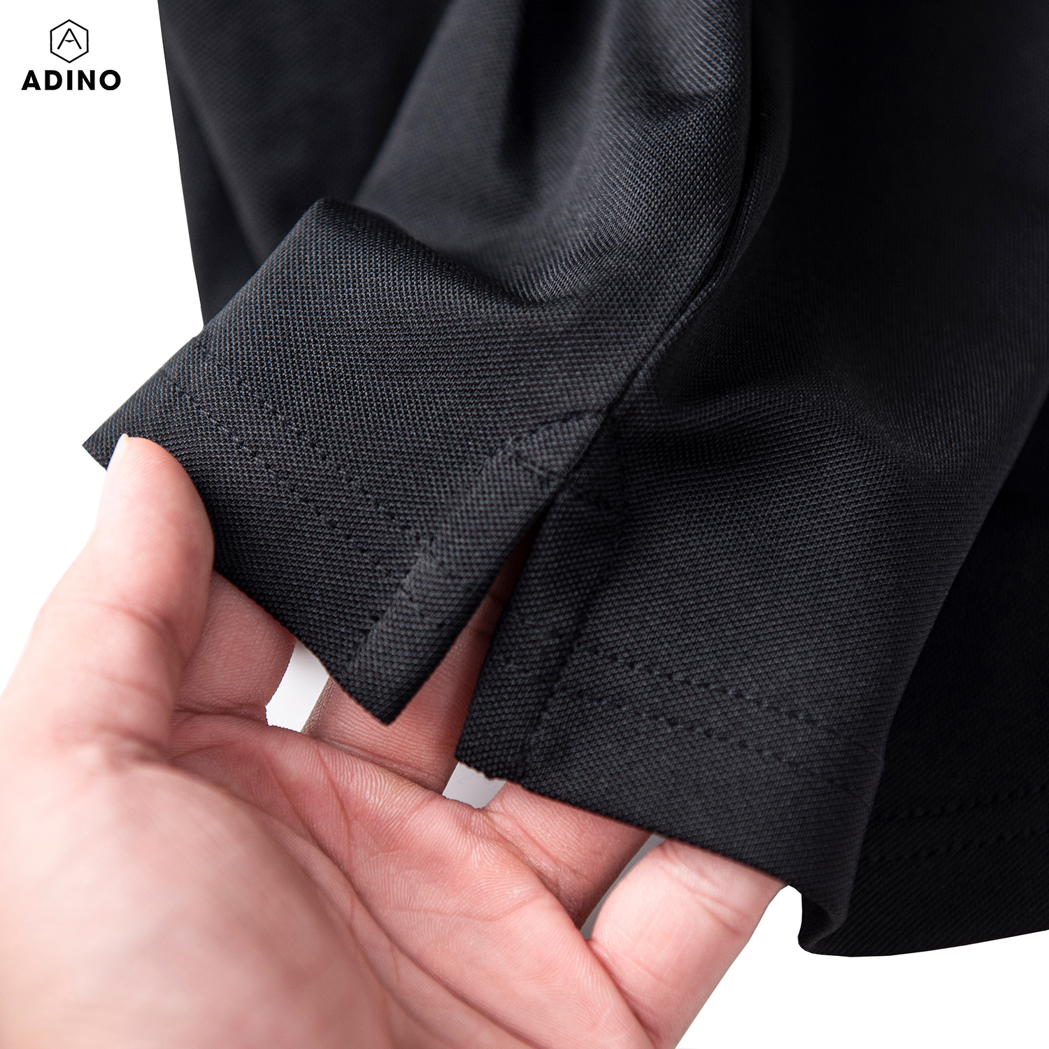 Hình ảnh Áo polo nữ màu đen phối viền ADINO vải polyester cotton không bai xù dáng slimfit công sở hơi ôm trẻ trung APN05