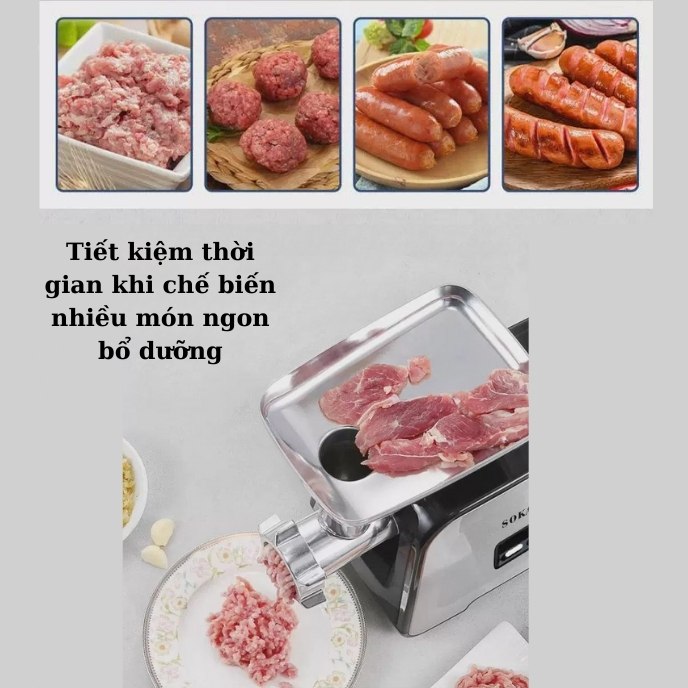 Máy xay nhồi thịt đa năng SOKANY SK-090, công suất 3200W, vừa xay thịt, vừa đùn thịt, nhồi lạp xưởng, xúc xích tại nhà - HÀNG CHÍNH HÃNG - DELIYA