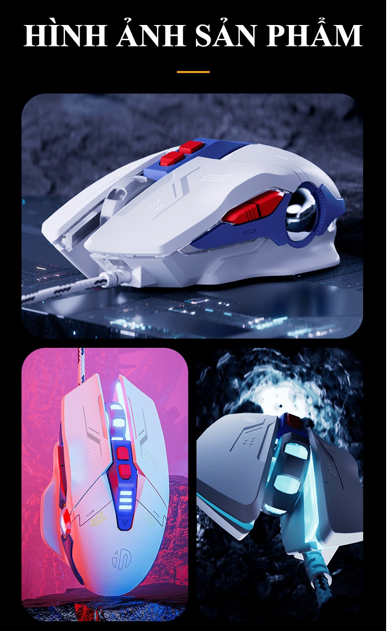 Chuột có dây INPHIC PW2PRO chuyên game thiết kế robot kèm theo đèn led RGB cực đẹp dành cho game thủ - HN - HÀNG CHÍNH HÃNG