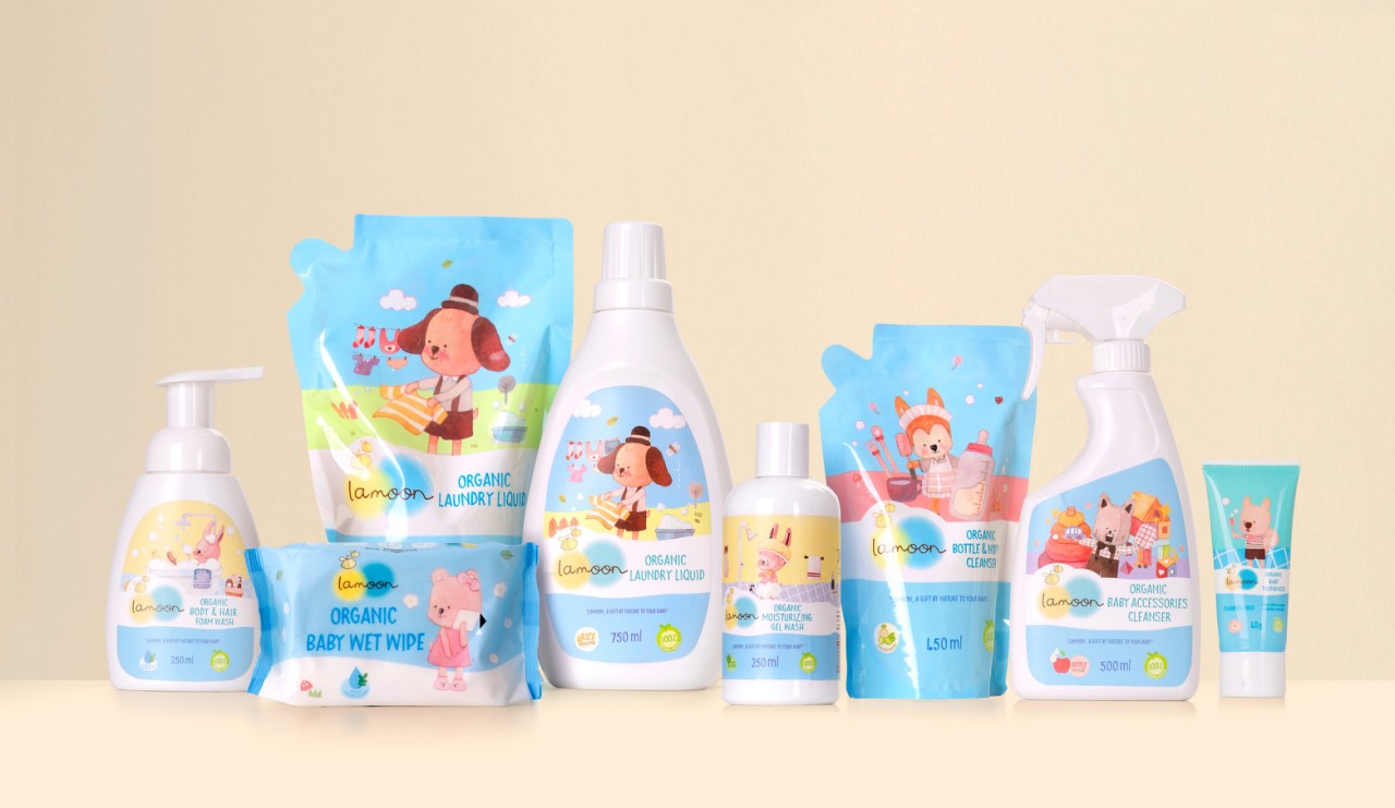 Nước rửa rau củ quả Organic cho bé Lamoon - Bình 450ml