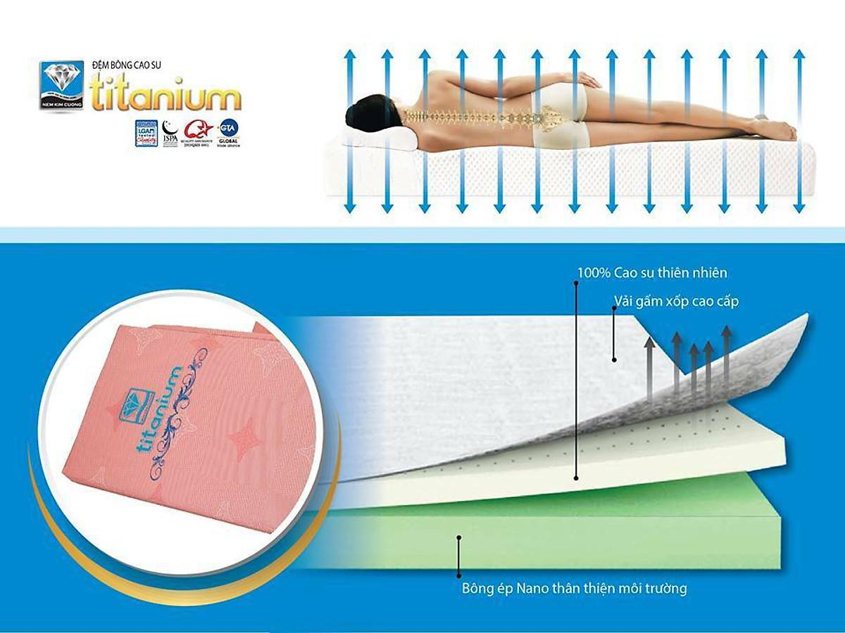 Đệm cao su bông titanium kim cương-bông ép mix 2 cm cao su thiên nhiên