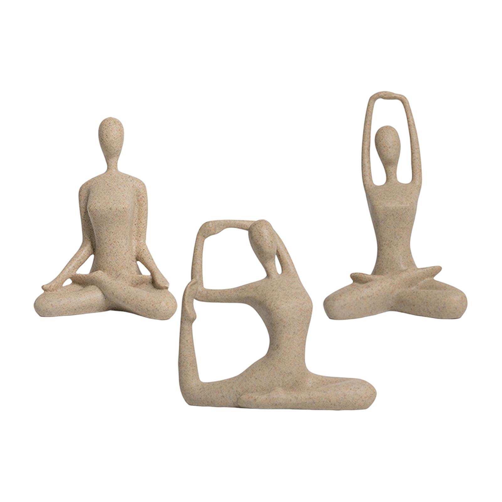 3Pcs Yoga Pose Statue Figurine Holiday Office Decor Yoga Figure Sculpture