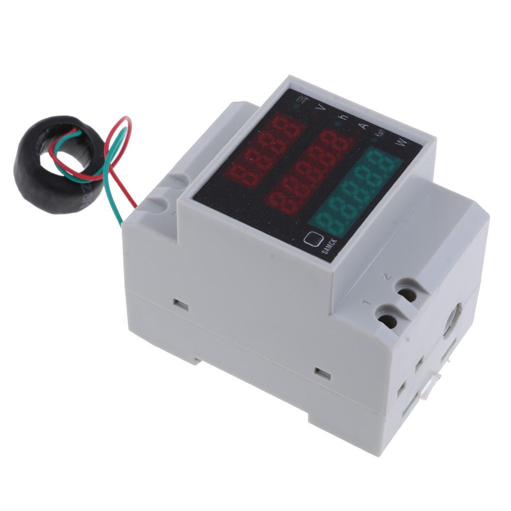 2pcs 80-300V D52-2047 LED Digital Din Rail Voltage Power Ammeter Voltmeter