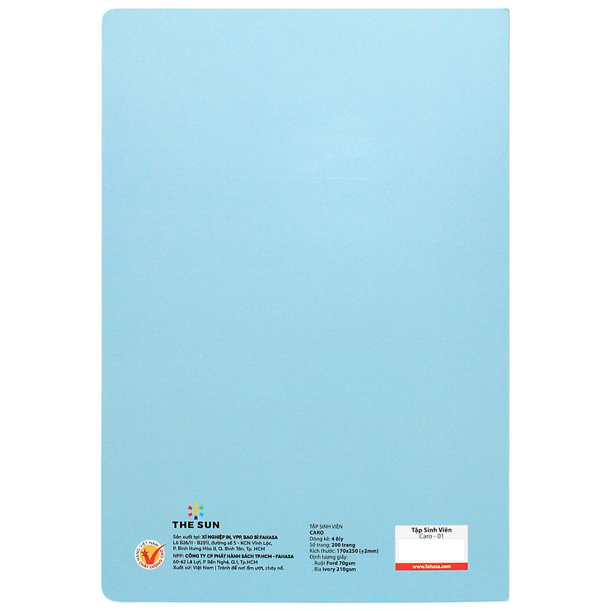 Tập Sinh Viên Caro - 4 Ô Ly - 200 Trang 70gsm - The Sun 03 (Mẫu Bìa Giao Ngẫu Nhiên)