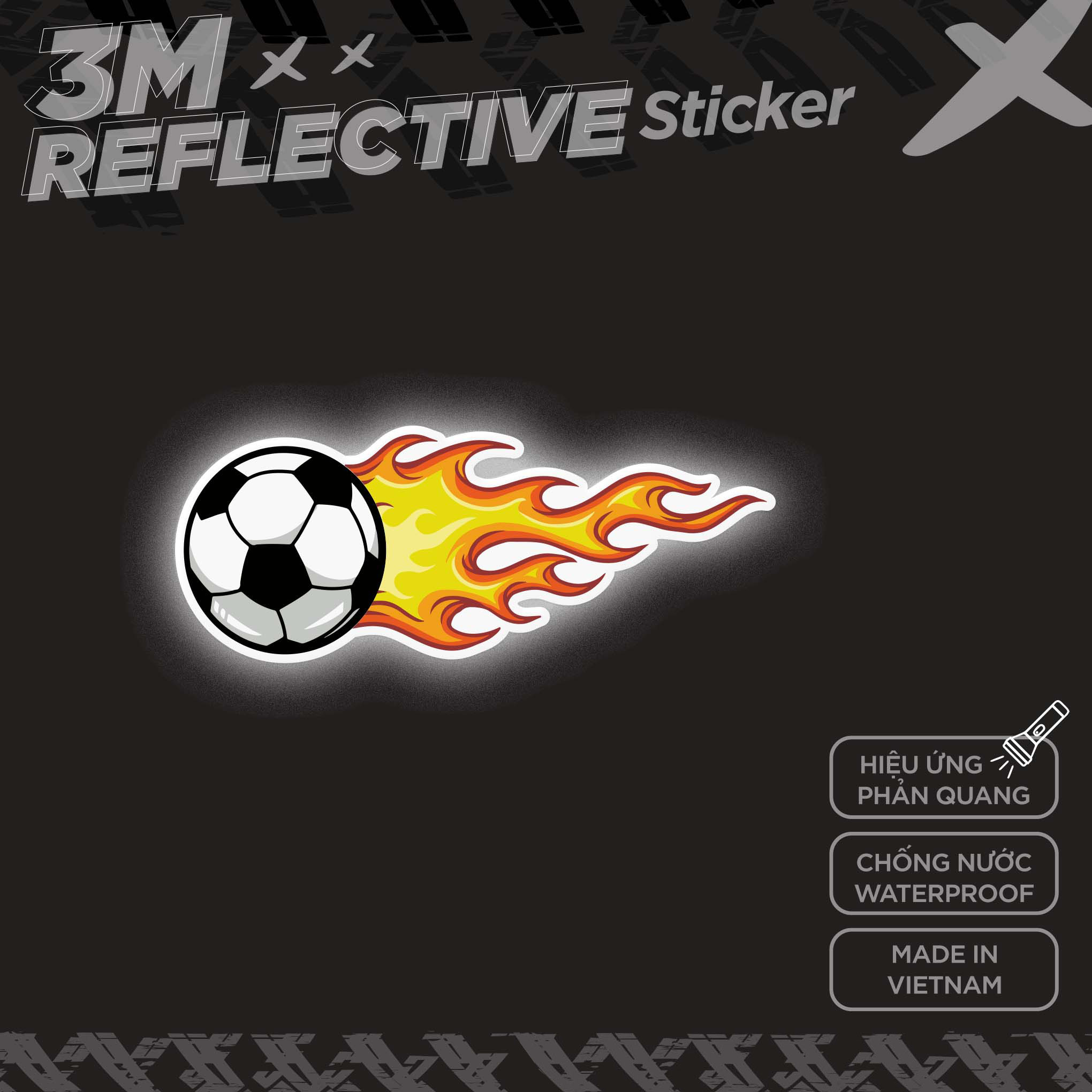 FIRE FOOTBALL 3M - Reflective Sticker Die-cut Hình dán phản quang thương hiệu STICKER FACTORY