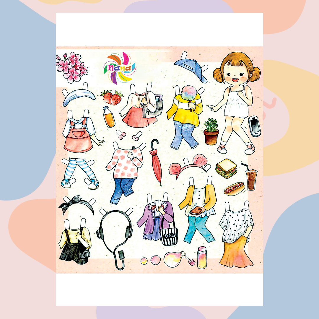 Búp bê giấy thay đồ công chúa Chibi phong cách Hàn Quốc cho bé Combo 7 hình siêu đáng yêu BBG0019