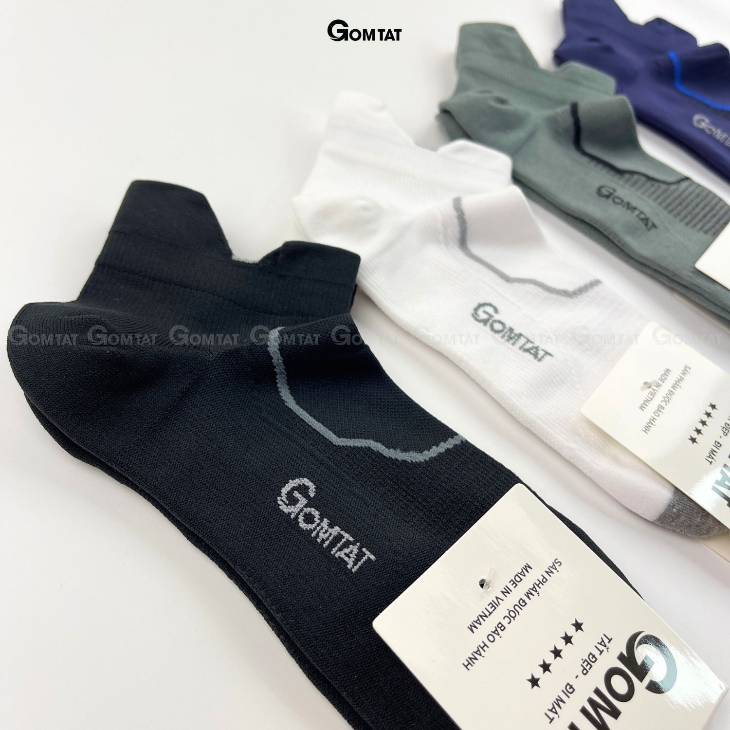 Tất Thể Thao Nam Nữ GOMTAT Chất Liệu Cotton Cao Cấp, Vớ Cổ Ngắn Unisex Chuyên Dùng Trong Việc Tập Luyện - GOM502-THETHAO