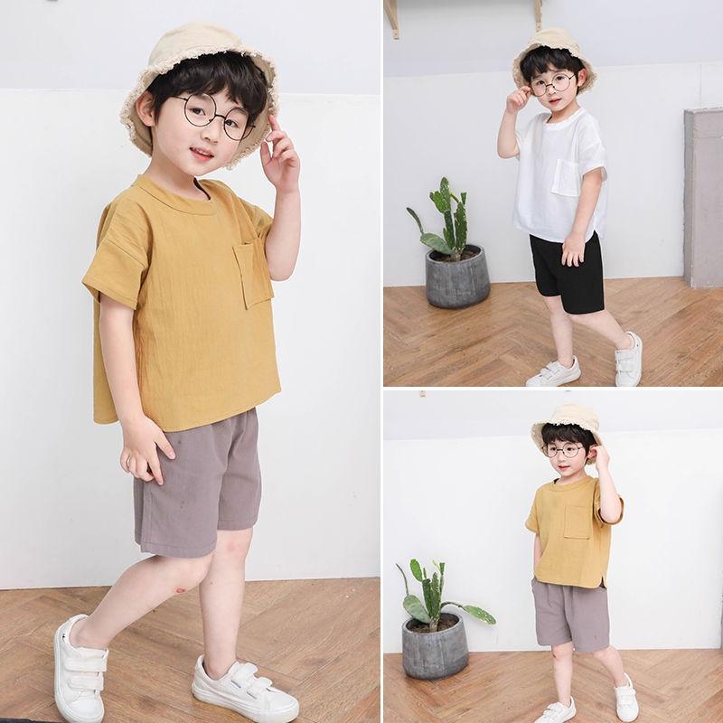 Bộ Quần Áo Cộc Tay Cho Bé Trai 1 Túi Phong Cách Hàn Quốc Chất Đũi Cao Cấp Từ 7-28kg - SUMO KIDS