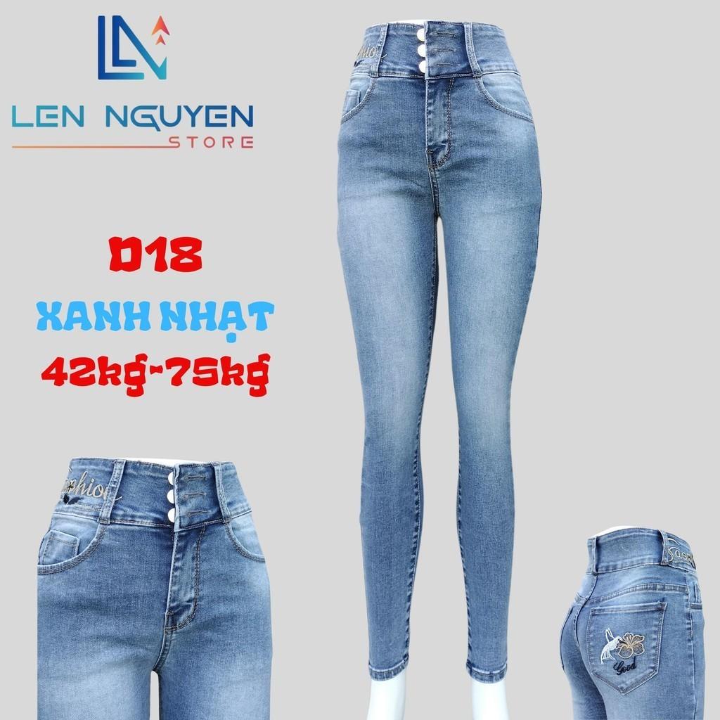 D18_Quần jean nữ, dài, lưng cao, quần bò nữ dáng ôm, quần rin nữ có big size, cho 42kg đến 75kg,LEN NGUYEN STORE  - Xám