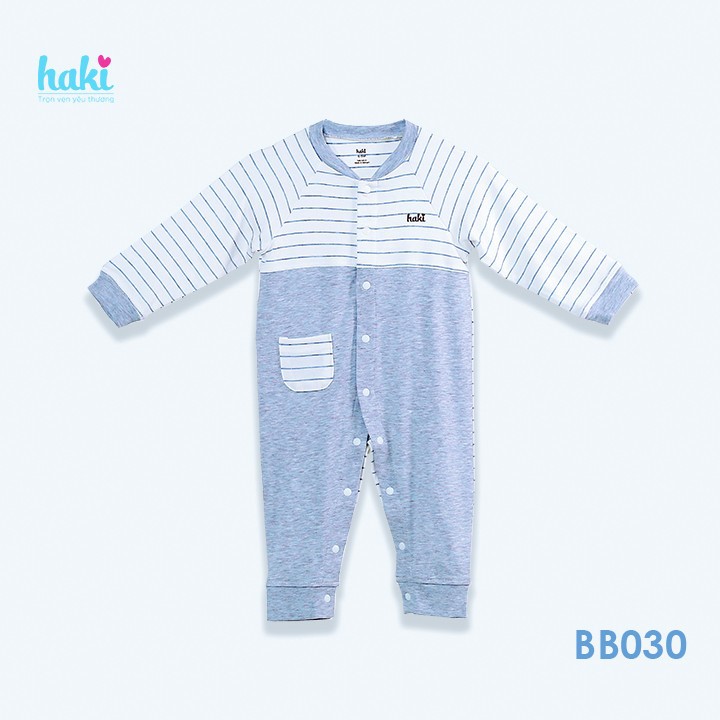 Body cho bé sơ sinh vải sợi tre cao cấp siêu mềm mịn - body suit cho trẻ sơ sinh - bé trai - bé gái , Bộ áo liền quần bodysuit cho bé , body dài tay cài giữa phối thân trước size cho bé từ newborn đến 12 tháng (2.5- 10kg) HAKI BB030 2