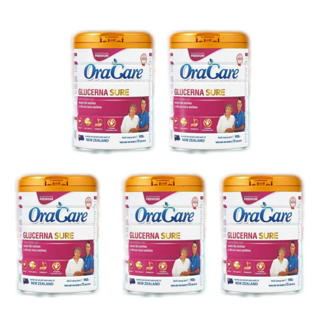 Combo 5 lon Sữa OraCare Glucerna Sure lon 900g - Dinh dưỡng cho người tiểu đường