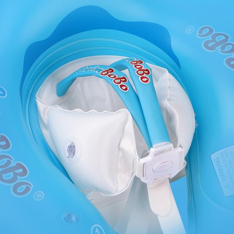 Phao Bơi Cá Mập Cho Bé Chống Lật Có Mái Che Từ 0-6 Tuổi SwimBoBo Xanh Dương - Có Mái Che