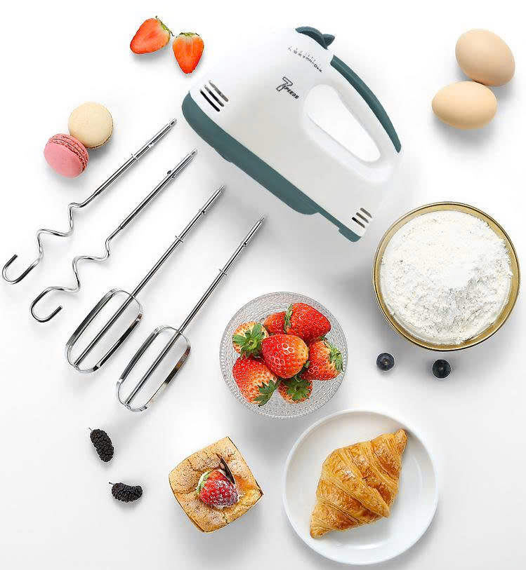 Máy Đánh Trứng Cầm Tay 7 Tốc Độ Công Suất Lớn Tặng Kèm 4 Que Đánh Cao Cấp Thép Không Gỉ - Hàng Chính Hãng - Hàng Nhập Khẩu
