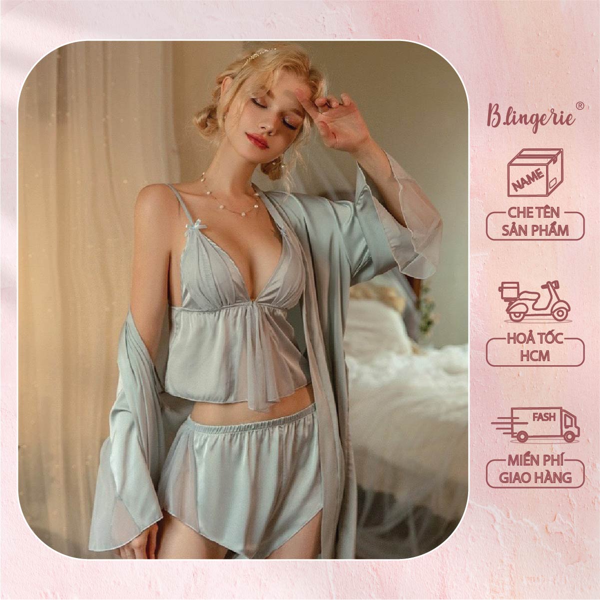 Bộ Đồ Ngủ Xẻ Tà Quý Phái (Không Kèm Áo Choàng) - B.Lingerie