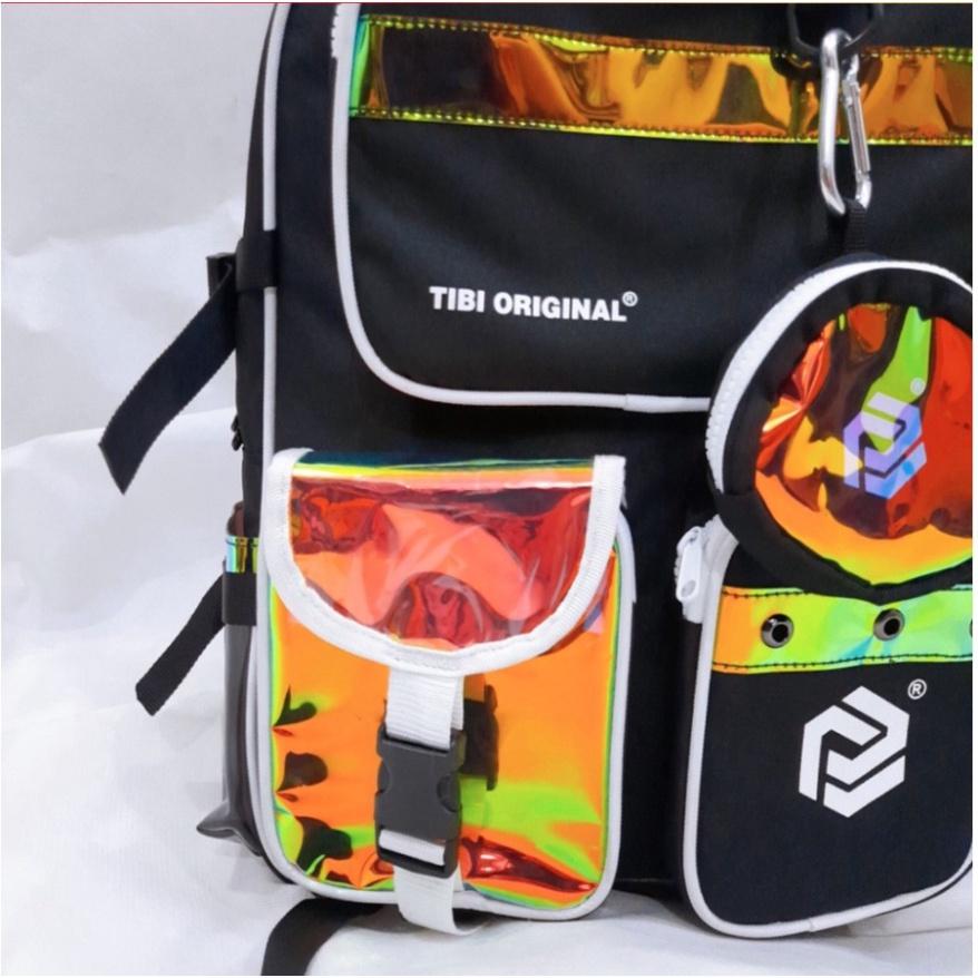 BALO nam nữ ba lô cặp đi học thời trang TIBI ULZZANG BASIC đi học HOLOGRAM Đen và Trắng | thegioibalo