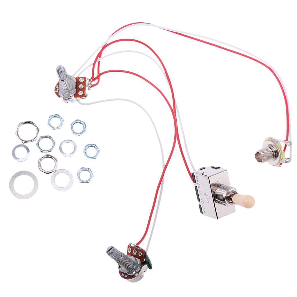 Electric Guitar Bass Wiring Harness 3-Way Switch 1V1T with Active EQ Pickup, Volume Tone Control